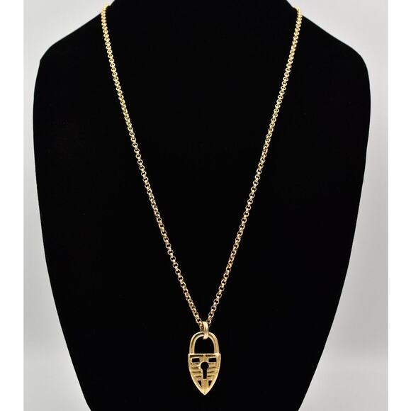 Givenchy Vintage Padlock Logo 4G Pendant Necklace Toggle Chunky Signed BinA17 - Picture 1 of 12